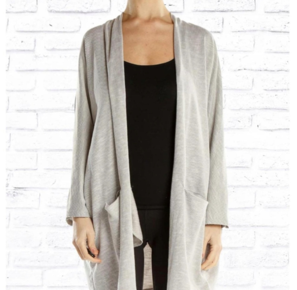 Cozy Minimalist Soft Ribbed Knit Cardigan Women's One Size